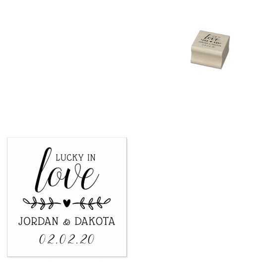 恋に恵まれている |名前をカスタムする結婚と日付の木製紙 ラバースタンプ (押印)