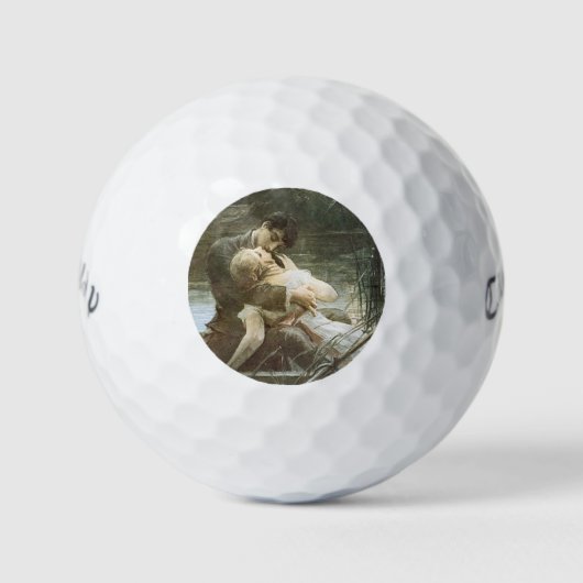 恋に悩むキスをする若い夫婦（恋愛小説） ゴルフボール (正面)