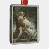 恋に悩むキスをする若い夫婦（恋愛小説） メタルオーナメント (右)