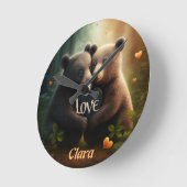 恋に悩むクマ ラウンド壁時計 (傾斜)
