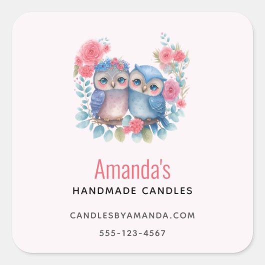 恋に悩む木の枝ビジネス スクエアシール (正面)