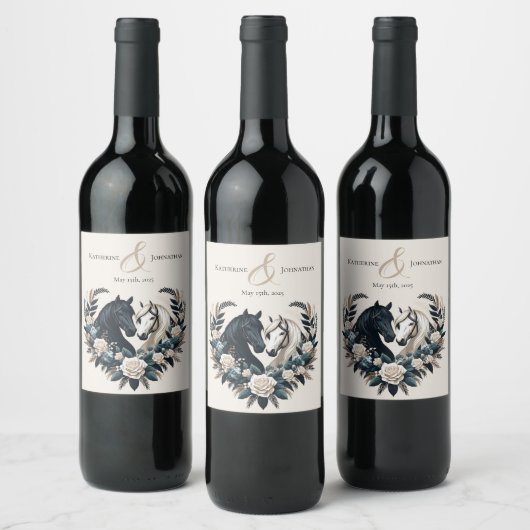 恋に悩む田舎結婚の馬 ワインラベル (ボトル)