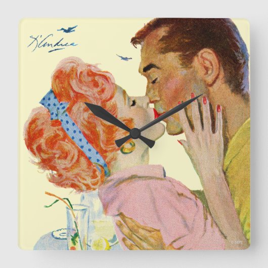 恋に焦がれた スクエア壁時計 (正面)