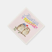 恋に絶えず可愛いフクロウ スタンダードカクテルナプキン (角)