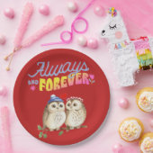 恋に絶えず可愛いフクロウ ペーパープレート (パーティー)