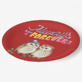 恋に絶えず可愛いフクロウ ペーパープレート (アングル)