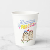 恋に絶えず可愛いフクロウ 紙コップ (裏面)