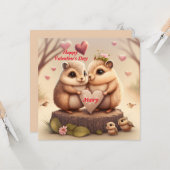 恋に落ちたかわいいリス カード (正面/裏面インサイチュ)