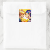 恋に落ちたアニメの少年と女気のあるそぶりをしたの子 スクエアシール (バッグ)