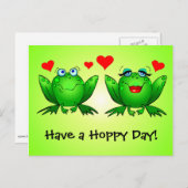 恋に落ちたカエルにホッピーな日の緑のはがき ポストカード (正面/裏面)