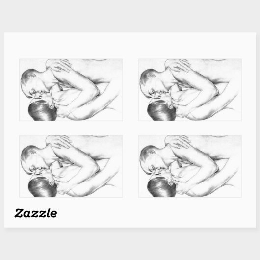 恋に落ちたキスをする若者(ヴィンテージゲイアート) 長方形シール (シート)