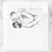 恋に落ちたキスをする若者(ヴィンテージゲイアート) 長方形シール (バッグ)