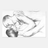 恋に落ちたキスをする若者(ヴィンテージゲイアート) 長方形シール (正面)