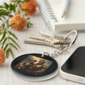 恋に落ちたスチームパンクのロボットのカップル キーホルダー (正面右)