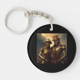 恋に落ちたスチームパンクのロボットのカップル キーホルダー