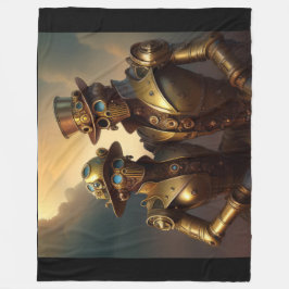 恋に落ちたスチームパンクのロボットのカップル フリースブランケット