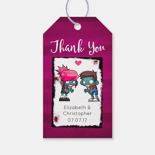 恋に落ちたゾンビ結婚のペア ギフトタグ (正面)