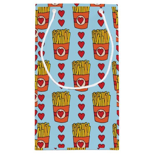 恋に落ちたフライの日 | パニーの漫画フランスのフライ スモールペーパーバッグ (裏面)