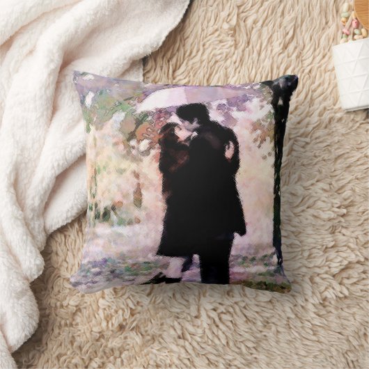 恋に落ちたロマンキスをするチックなカップル クッション (ブランケット)