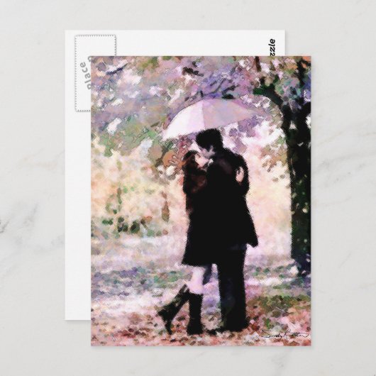 恋に落ちたロマンキスをするチックなカップル ポストカード (正面/裏面)