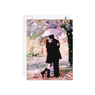 恋に落ちたロマンキスをするチックなカップル ポストカード