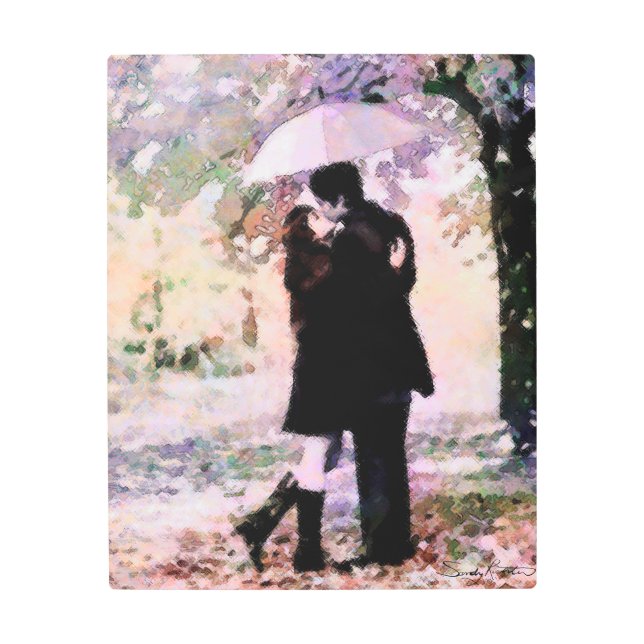 恋に落ちたロマンキスをするチックなカップル メタルプリント (正面)