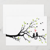 恋に落ちた木の上の猫たちと赤いハート (正面/裏面)