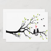 恋に落ちた木の上の猫たち 赤いハート (正面/裏面)