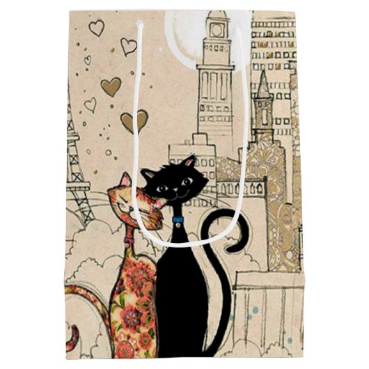 恋に落ちた猫たち ミディアムペーパーバッグ (裏面)