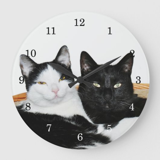 恋に落ちた猫たち ラージ壁時計 (正面)