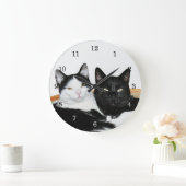恋に落ちた猫たち ラージ壁時計 (ホーム)