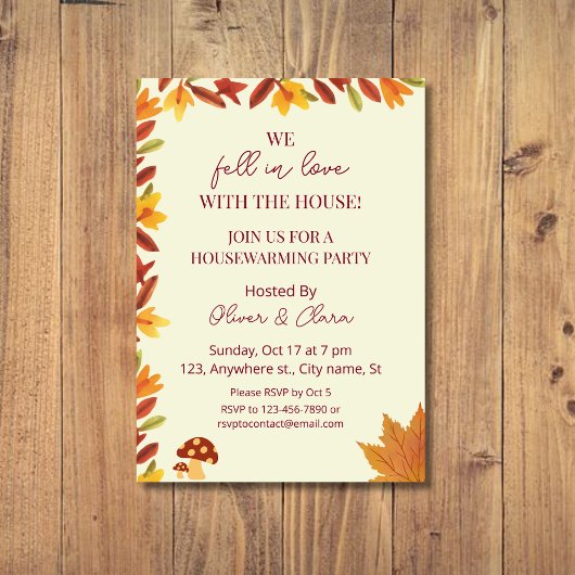 恋に落ちた紅葉秋引っ越し祝いパーティーパーティー 招待状