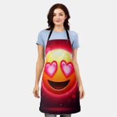 恋に落ちた絵文字ハートグロー エプロン (着用した状態)