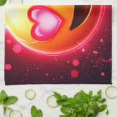 恋に落ちた絵文字ハートグロー キッチンタオル (折り畳み)