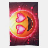 恋に落ちた絵文字ハートグロー キッチンタオル (縦)