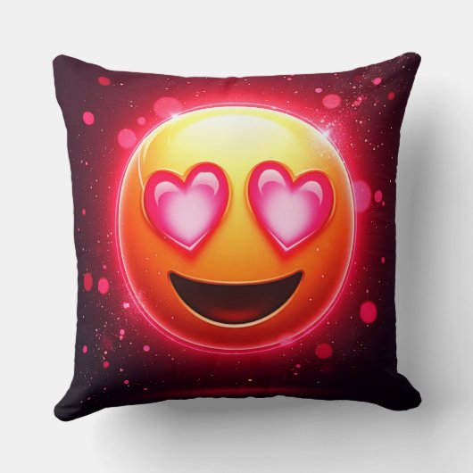 恋に落ちた絵文字ハートグロー クッション (裏面)
