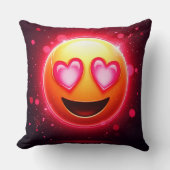 恋に落ちた絵文字ハートグロー クッション (正面)