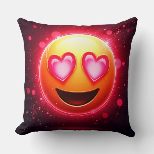 恋に落ちた絵文字ハートグロー クッション (正面)