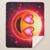 恋に落ちた絵文字ハートグロー シェルパブランケット (正面)