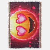 恋に落ちた絵文字ハートグロー スローブランケット (正面縦)
