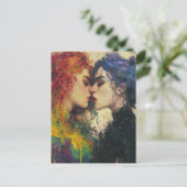 恋に落ちた美しい女キスをする性 ポストカード (スタンド正面)