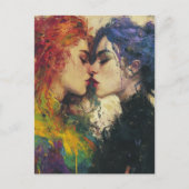 恋に落ちた美しい女キスをする性 ポストカード (正面)