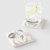 恋に落ちた若者(ヴィンテージゲイアート) ストーンコースター (横)