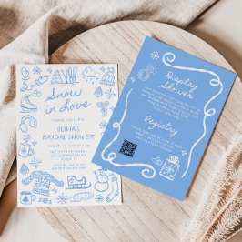 恋に落ちた雪が一つのブライダルシャワー 招待状