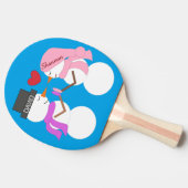 恋に落ちた雪の人々：青 – 緑 卓球ラケット (横)