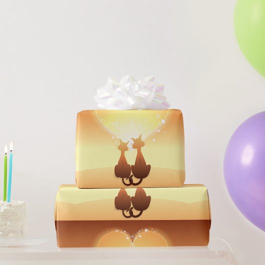 恋に落ちた２匹の猫の包装紙 ラッピングペーパー