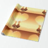 恋に落ちた２匹の猫の包装紙 ラッピングペーパー (アンロールド)