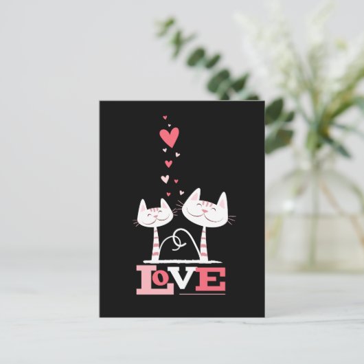 恋に落ちた2匹 |バレンタインをテーマにしたはがき シーズンポストカード (スタンド正面)