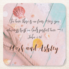 「恋に落ちても恐れはない。いつも信頼して スクエアペーパーコースター