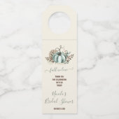 恋に落ちて、青いパンプキン、フラワーブライダルシャワー ボトルネックタグ (正面)